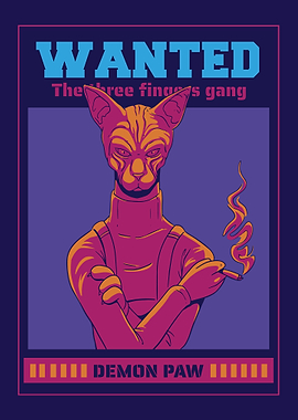 Cat Mafia Demon Paw Wanted Poster