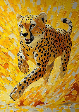 Impasto Cheetah Running – Bold Brushstroke Art