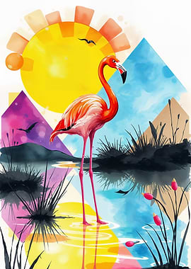 Pink Flamingo Sunset