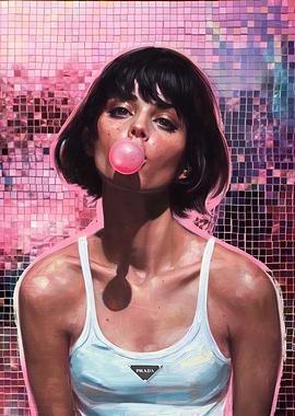Woman Blowing Bubblegum