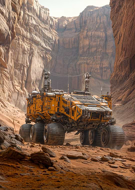 Futuristic Mars Rover in Canyon