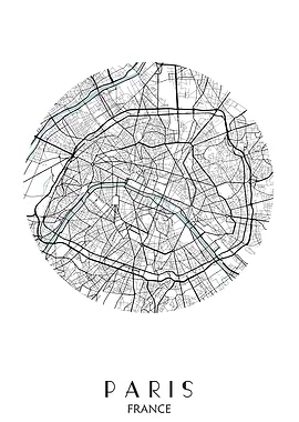 Paris City Map Print