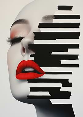 Abstract Portrait with Stripes