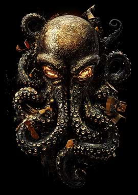 Golden Octopus Art