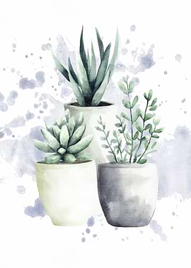 Watercolor Succulents