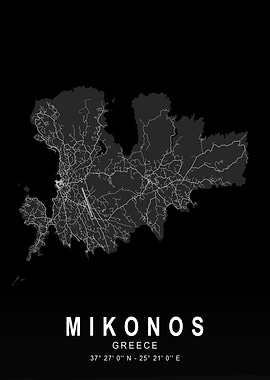 Mykonos Island Dark Map