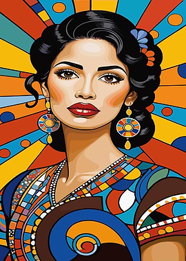 Woman in Geometric Pattern