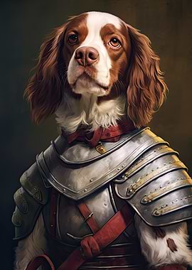 Brittany Spaniel Dog in Armor