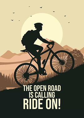 Retro Mountain Biking Poster