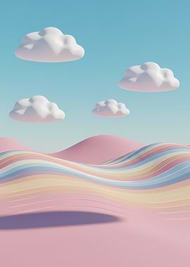Pastel Rainbow Landscape