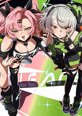 Girls with Green and Pink Hair