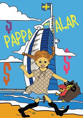 Girl Running with Bag of Money