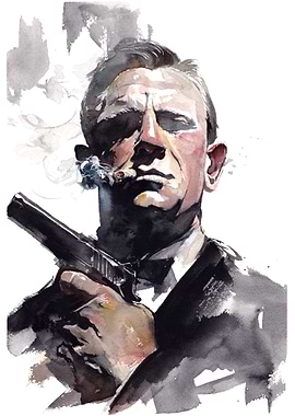 James Bond Watercolor Portrait
