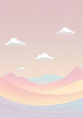 Pastel Mountain Landscape