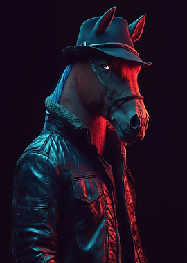 Neon Cyberpunk Horse