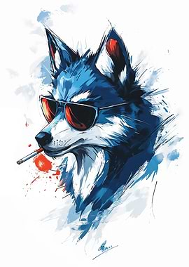 Cool Wolf with Sunglasses