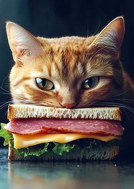 Ginger Cat and Sandwich
