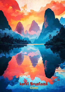 Karst Mountains Art Poster