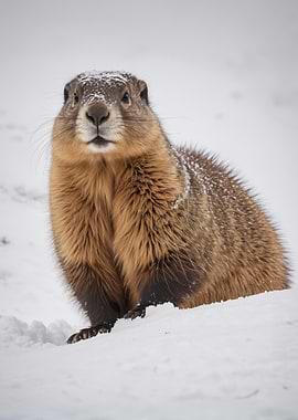 Groundhog in Snow