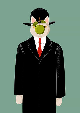 Cat in a Suit with Apple