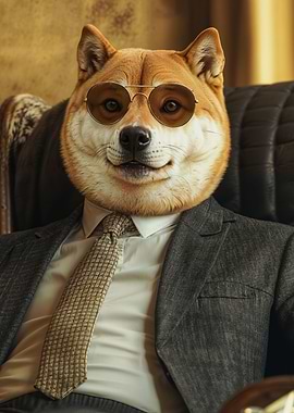 Dog in Suit and Sunglasses