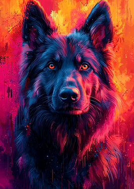 German Shepherd Mix Pop Art Style Portrait