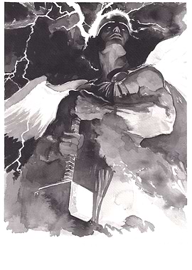 God of Thunder Watercolor Art