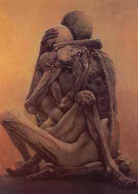 H.R. Giger Biomechanical Embrace by Zdzislaw Beksinsk