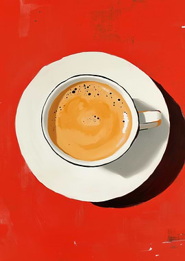Coffee Cup on Red Background