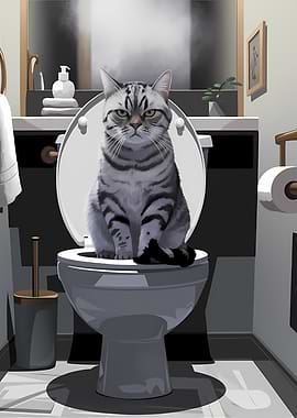 Sarcastic Cat Bathroom Art