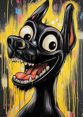 Grinning Dog Painting