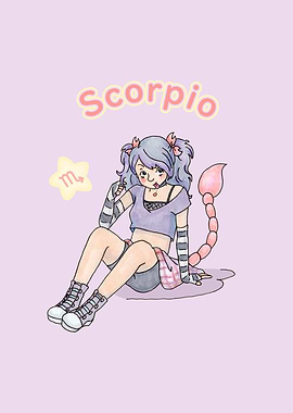 Scorpio Zodiac Girl Illustration
