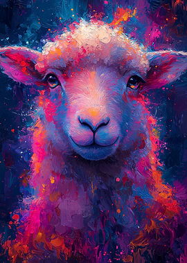 Colorful Sheep Pop Art Style Portrait