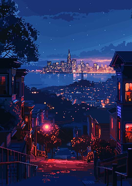 San Francisco California Pixel Art