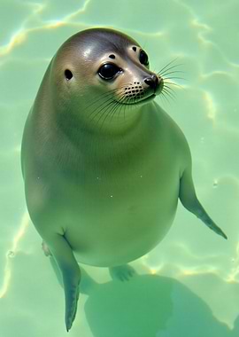 Cute Seal Pup in Water