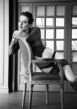 Woman in Lingerie on Chair