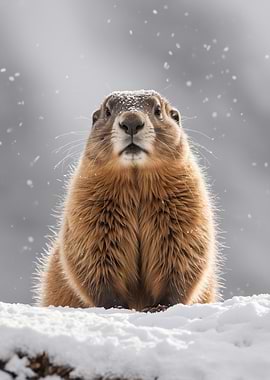 Groundhog in Snow