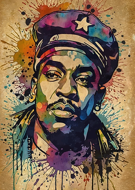 Coolio Rapper Watercolor Portrait