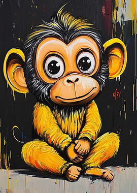 Smiling Monkey Painting