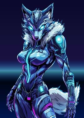 Cyberpunk Wolf Girl