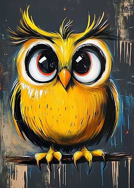 Cute Yellow Owl Painting