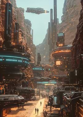 Futuristic Mars Canyon City