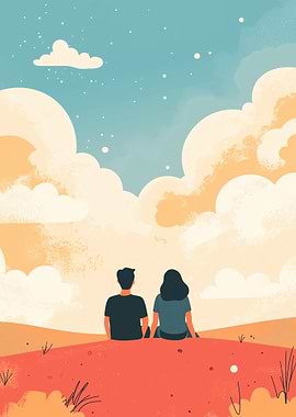 Couple Silhouettes Under Sky