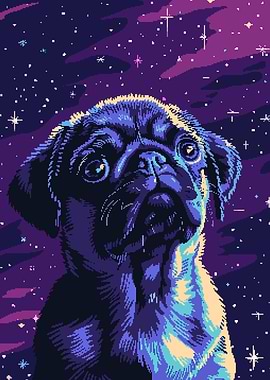 Retro Pug Puppy Pixel Art Funny Cute