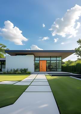 Modern House with Orange Door