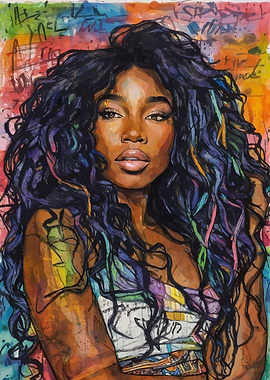SZA Watercolor Portrait