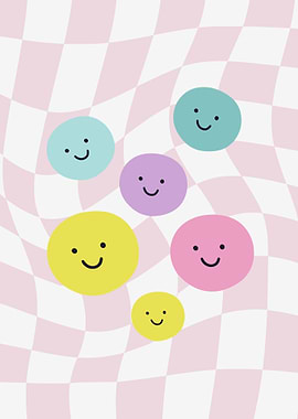 Smiling Faces on Checkerboard