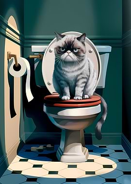 Sarcastic Cat Bathroom Art