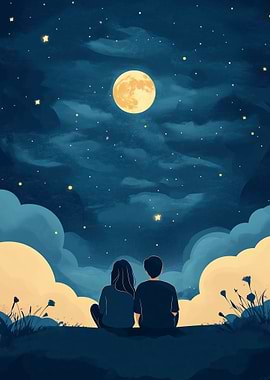 Couple Under the Moon