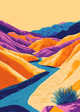 Abstract Death Valley Landscape Desert Art